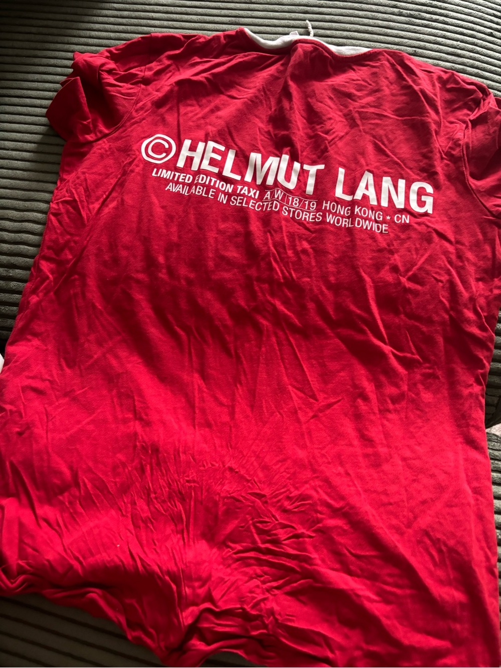 Helmut Lang Red Short-Sleeve Logo Tee